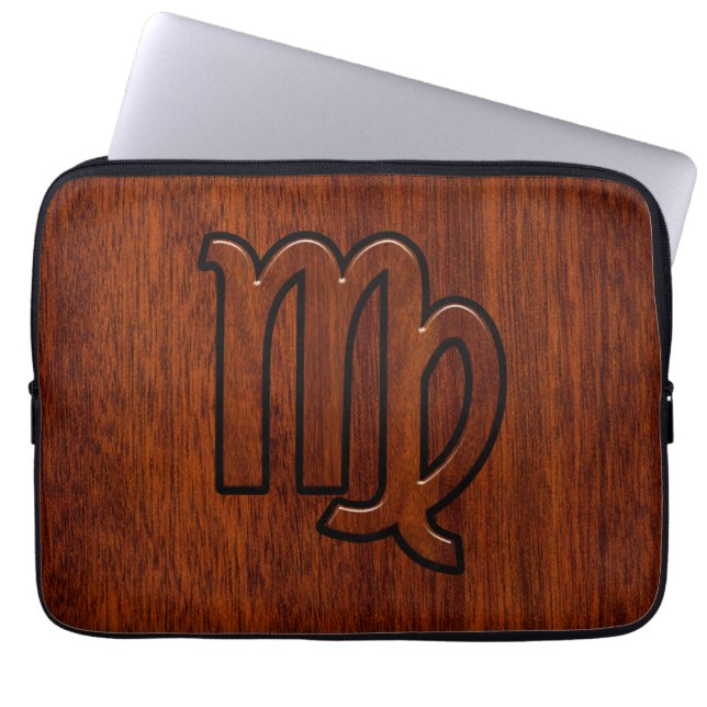 Maagd dierentuin in Rich Mahogany Wood Style Laptop Sleeve (Voorkant)