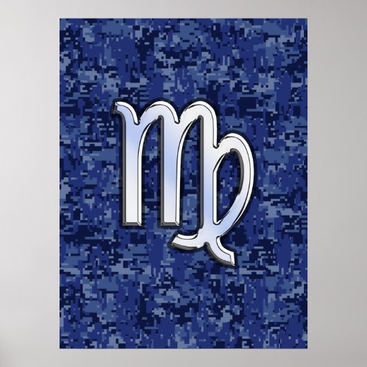 Maagd dierentuin ondertekenen op Blue Digital Camo Poster (Voorkant)