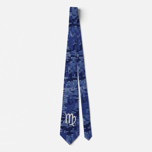 Maagd dierentuin ondertekenen op Blue Digital Camo Stropdas (Voorkant)