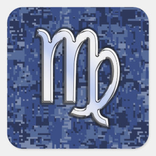 Maagd dierentuin ondertekenen op Blue Digital Camo Vierkante Sticker