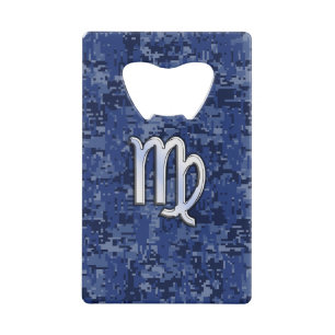 Maagd dierentuin ondertekenen op Navy Blue Digital Kredietkaart Flessenopener