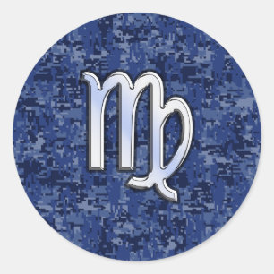 Maagd dierentuin ondertekenen op Navy Blue Digital Ronde Sticker