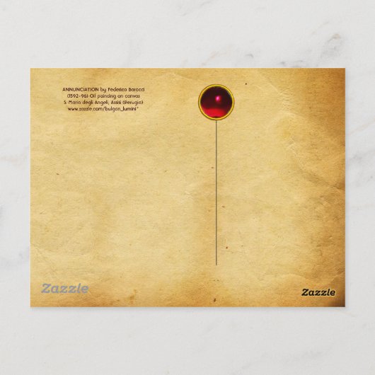 MAAGD EN AANKONDIGING ENGEL Details Briefkaart (Achterkant)