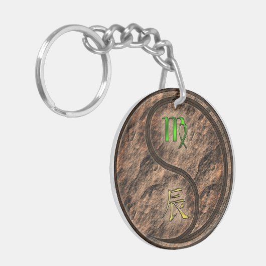 Maagd en aarde draak sleutelhanger (Voorkant Links)