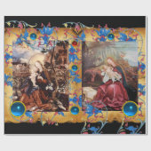 MAAGD EN KIND, BLOEMIG KERSTPERKAMENT CADEAUPAPIER (Vlak)