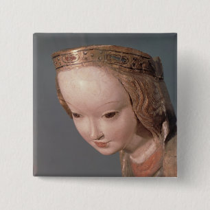 Maagd en kind, details van het hoofd van de Maagd Vierkante Button 5,1 Cm