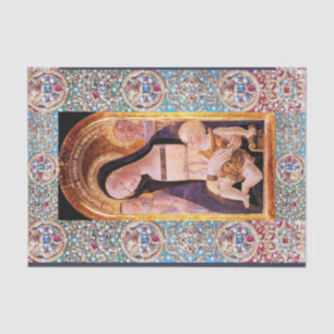 MAAGD EN KIND ,HEILIGEN, ENGELEN MET KOSTBARE PARE TISSUEPAPIER