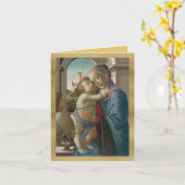 Maagd en kind met een engel - Botticelli Holida Kaart (Gele Bloem)