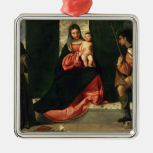 Maagd en kind met St. Anthony van Padua Metalen Ornament