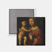 Maagd en kind (olie op het paneel) 2 magneet (Voorkant / Achterkant)