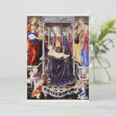 Maagd en kind op de troon met muziek maken engel kaart (Staand voorkant)