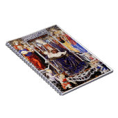 Maagd en kind op de troon met muziek maken engel notitieboek (Rechterzijde)