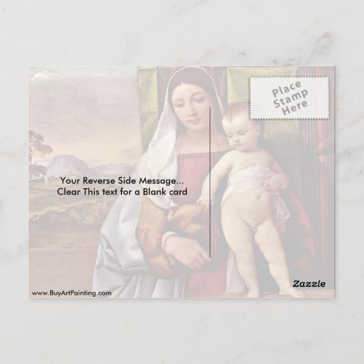 Maagd en kind (zigeunerMadonna) van Titiaan Briefkaart (Achterkant)