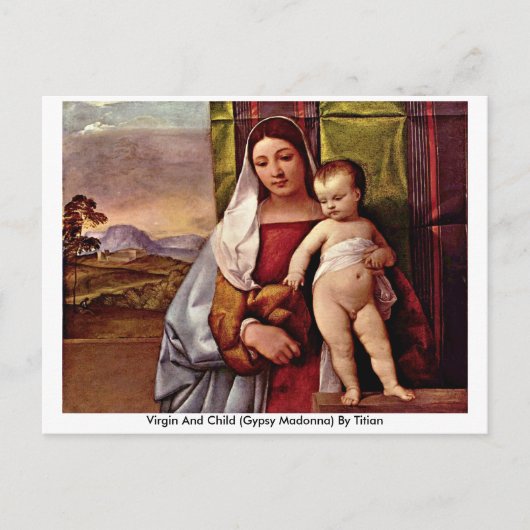 Maagd en kind (zigeunerMadonna) van Titiaan Briefkaart (Voorkant)