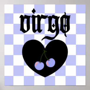 Maagd Gotische Esthetische Geruite Cherry Art Poster