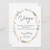 Maagd Happy Birthday Kaart Hartverwarmend Maagd Gi (Voorkant / Achterkant)