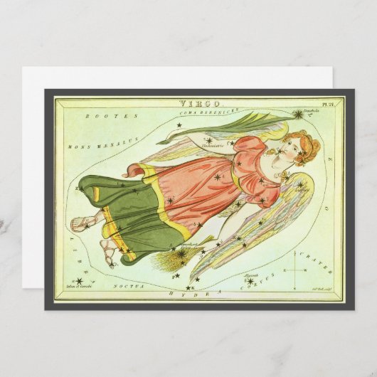 Maagd Maagd Antieke Constellatie Urania's Spiegel Kaart (Voorkant / Achterkant)