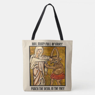 Maagd Maagd Mary, zonder geld, slaat de duivel in  Draagtas