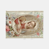 Maagd Madonna Mary met Jezus Rozen Fleece Deken (Voorkant (Horizontaal))