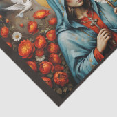 Maagd Maria bidt het kruis in bloemen, Heilige Dui Tissuepapier (Detail)