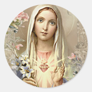  Maagd Maria Bloemkatholiek Ronde Sticker