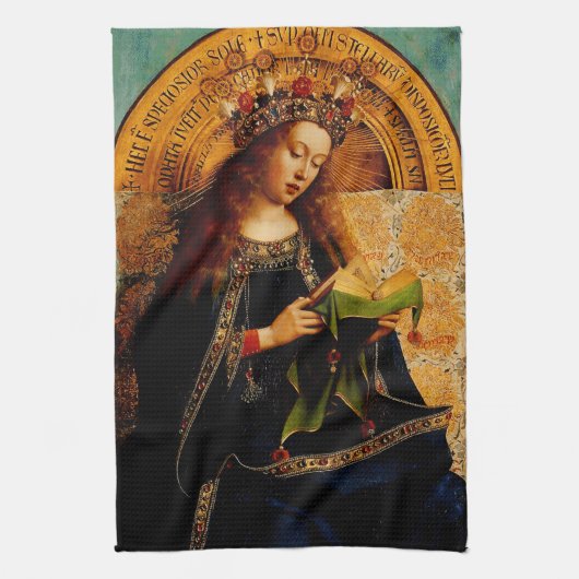 Maagd Maria door Jan van Eyck Theedoek (Verticaal)