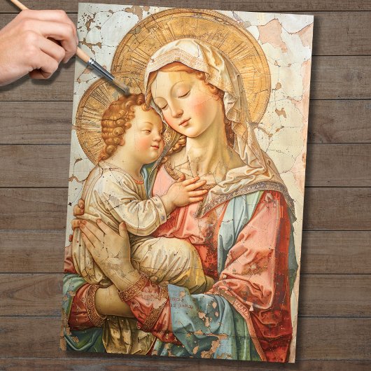 Maagd Maria en Baby Jesus 3 Decoupage papier