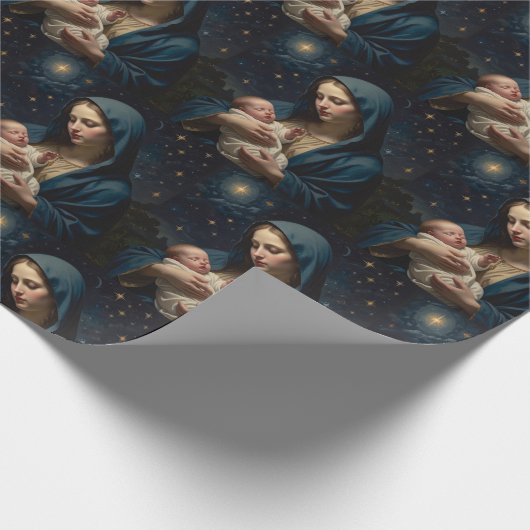 Maagd Maria en Baby Jezus Geboorte Cadeaupapier (Hoek)
