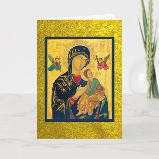 Maagd Maria en Baby Jezus Icon over goud Kaart (Voorkant)