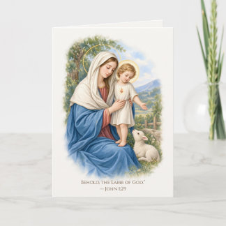 Maagd Maria en Baby Jezus Lam Gods Religieus C Kaart