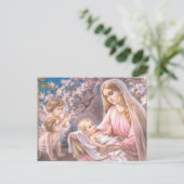 Maagd Maria en Baby Jezus met het bidden van engel Briefkaart (Staand voorkant)