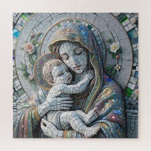Maagd Maria en Baby Jezus | mozaïekbeeld Legpuzzel (Verticaal)