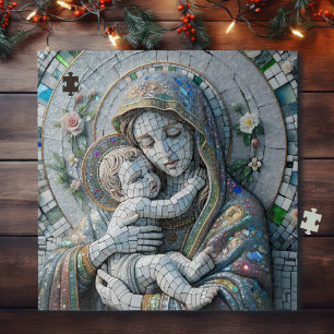 Maagd Maria en Baby Jezus   mozaïekbeeld Legpuzzel