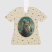 Maagd Maria en Baby Jezus op sterrenachtergrond Ornament (voorkant)