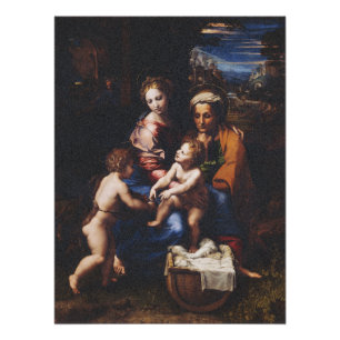 Maagd Maria en Kind met Johannes de Doper Perfect Poster