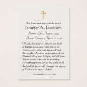 Maagd Maria Funeral Memorial Heilige Kaart (Achterkant)