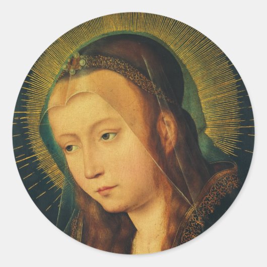 Maagd Maria in gebed Ronde Sticker (Voorkant)