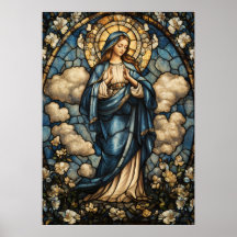 Maagd Maria in prachtige Glas in lood kunst