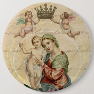 Maagd Maria Jesus Angels zonder blote maagd Ronde Button 6,0 Cm