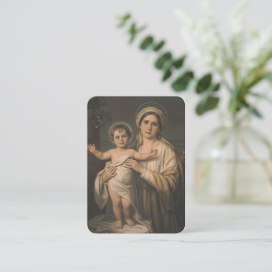 Maagd Maria Jesus Katholieke Moeder Kind Gepit Plaatskaartje (Staand voorkant)