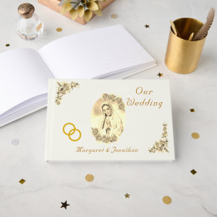 Maagd Maria Katholieke Sepia bruiloft Gastenboek