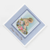Maagd Maria Kind Jezus Roze Blauwe Bloemen Moeder Servet (Hoek)