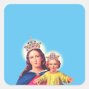 Maagd Maria koningin met Jezus Vierkante Sticker