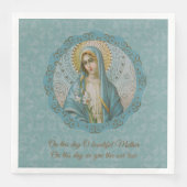 Maagd Maria Lily Blauw Turquoise Goud Moeder Servet (Voorkant)