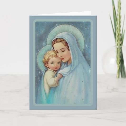 Maagd Maria Madonna met Baby Jesus Lace Feestdagen Kaart (Voorkant)