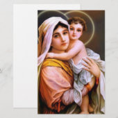 Maagd Maria met Baby Jesus Briefpapier (Voorkant / Achterkant)