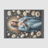 Maagd Maria met bloemen bidt voor ons Tissuepapier (Voorkant)