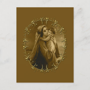 Maagd Maria met Kind Jezus, Gouden Grens Ontwerp Feestdagenkaart