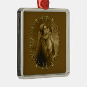 Maagd Maria met Kind Jezus, Gouden Grens Ontwerp Metalen Ornament (Rechts)