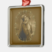 Maagd Maria met Kind Jezus, Gouden Grens Ontwerp Metalen Ornament (Links)